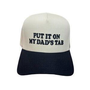 NWT “PUT IT ON MY DADS TAB” CAP NEPO BABY SPECIAL in CREAM/BLACK